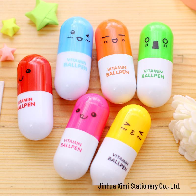 Retractable Cartoon Capsule Pen - Cute Mini Ballpoint for Children and Students