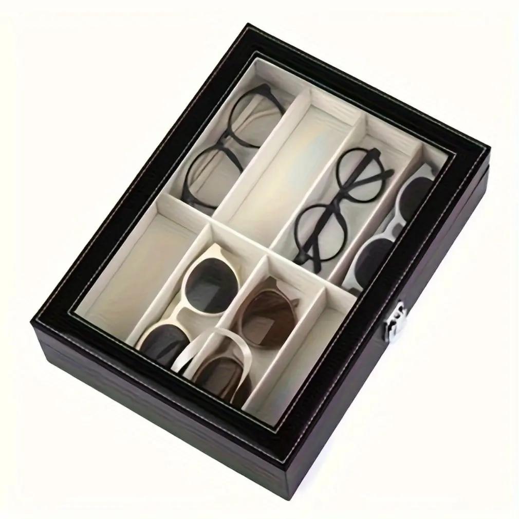 Multifunctional Sunglasses Storage Box Men's and Women's Glasses Display Box PU Leather Dustproof Jewelry Watch Storage Box