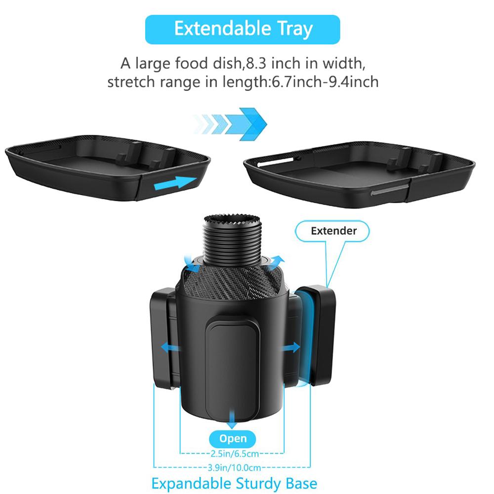2 In 1 Car Cup Holder 360-degree Rotating Dining Tray Car Water Cup Holder Coffee Hamburger Storage Box Small Dining Table