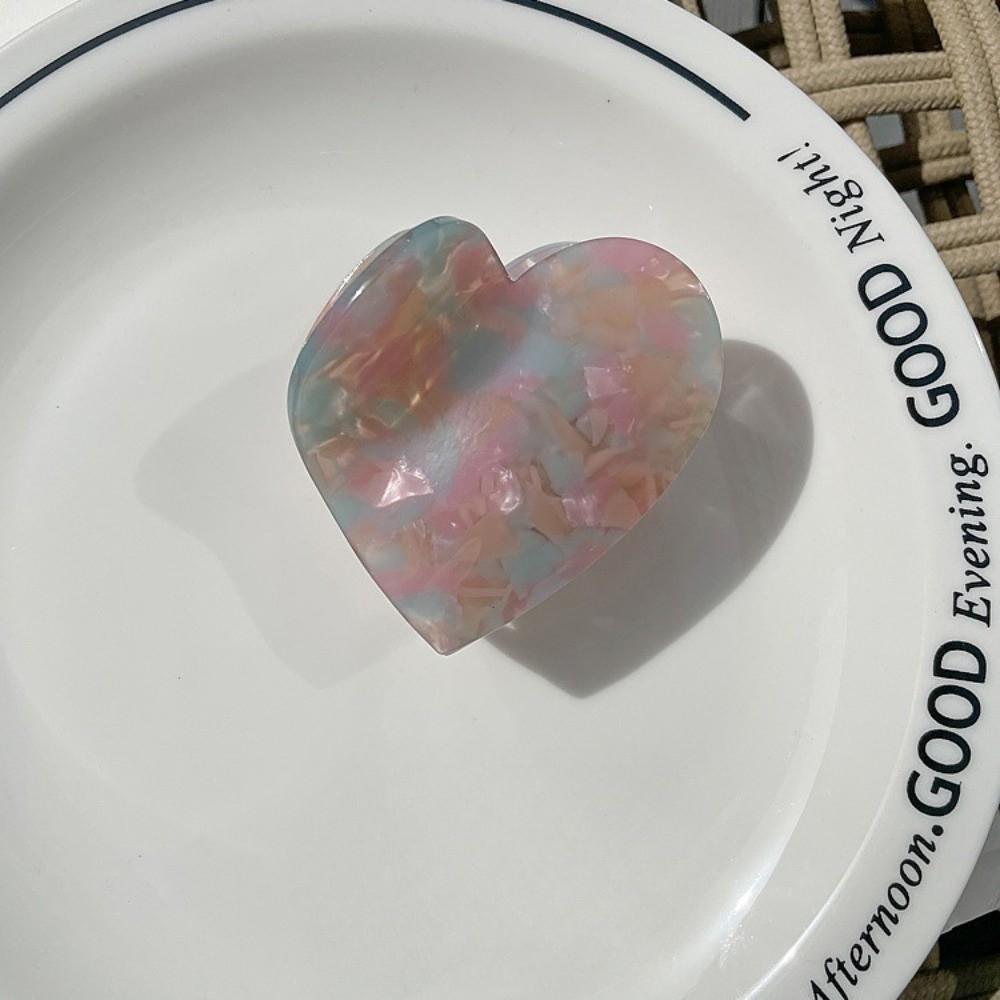 Korean Style Acetic Acid Hair Claw Elegant Plaid Hair Claw Hair Accessories Heart Shark Clip  Gifts