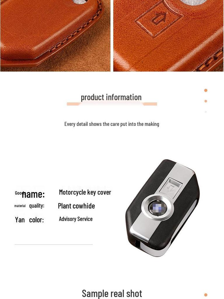 BMW Motorcycle Key Case for R1250GS ADV, C400GT, and 750GT - Cowhide Leather Key Bag with Buckle