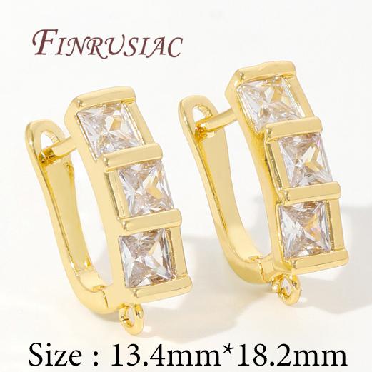 18K Real Gold Plated Crystal Zirconia Earring Hooks Clasps,Shvenzy Earwires,Fasteners For Earrings,DIY Earring Accessories