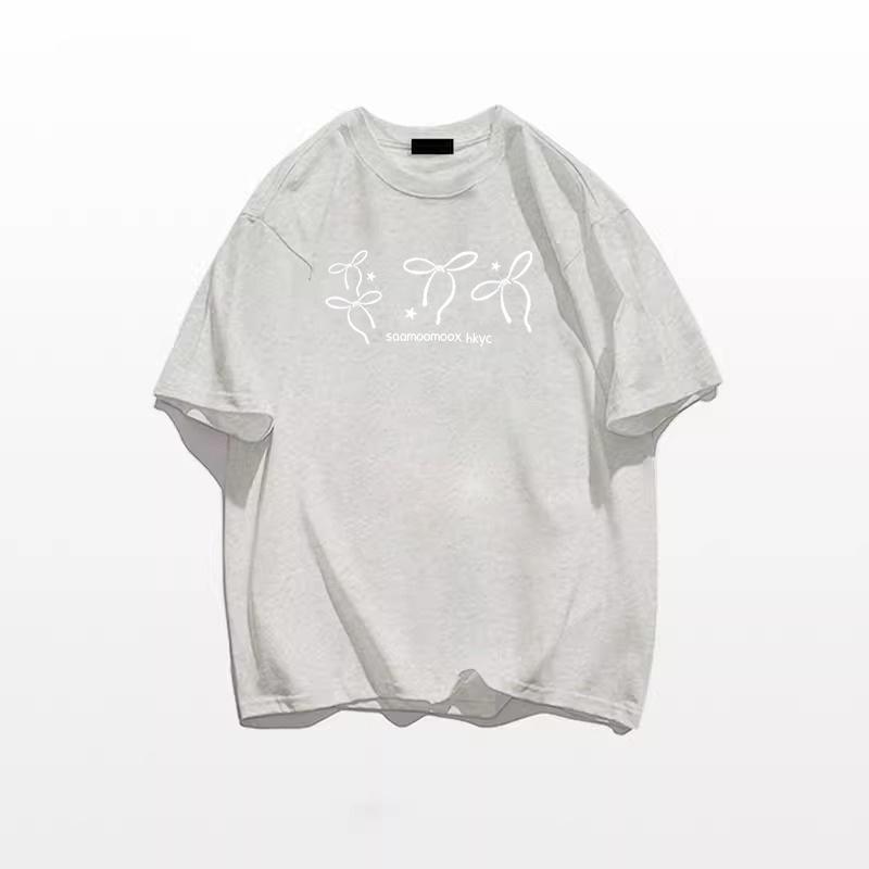 Damen High Street 100% Baumwolle Schleife Kurzarm T-Shirt - Nischendesign Sommeroberteil