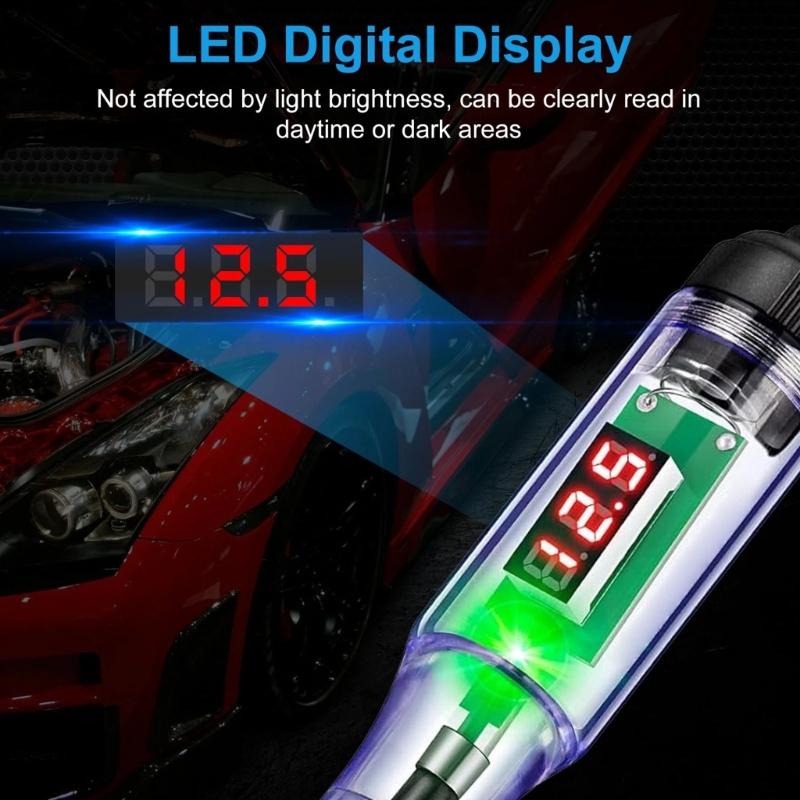 Digital LED Voltage Tester with 3V to 120V Ranges & Safety Plastic Designs Auto Circuit Test Pen for Car & Motorcycle