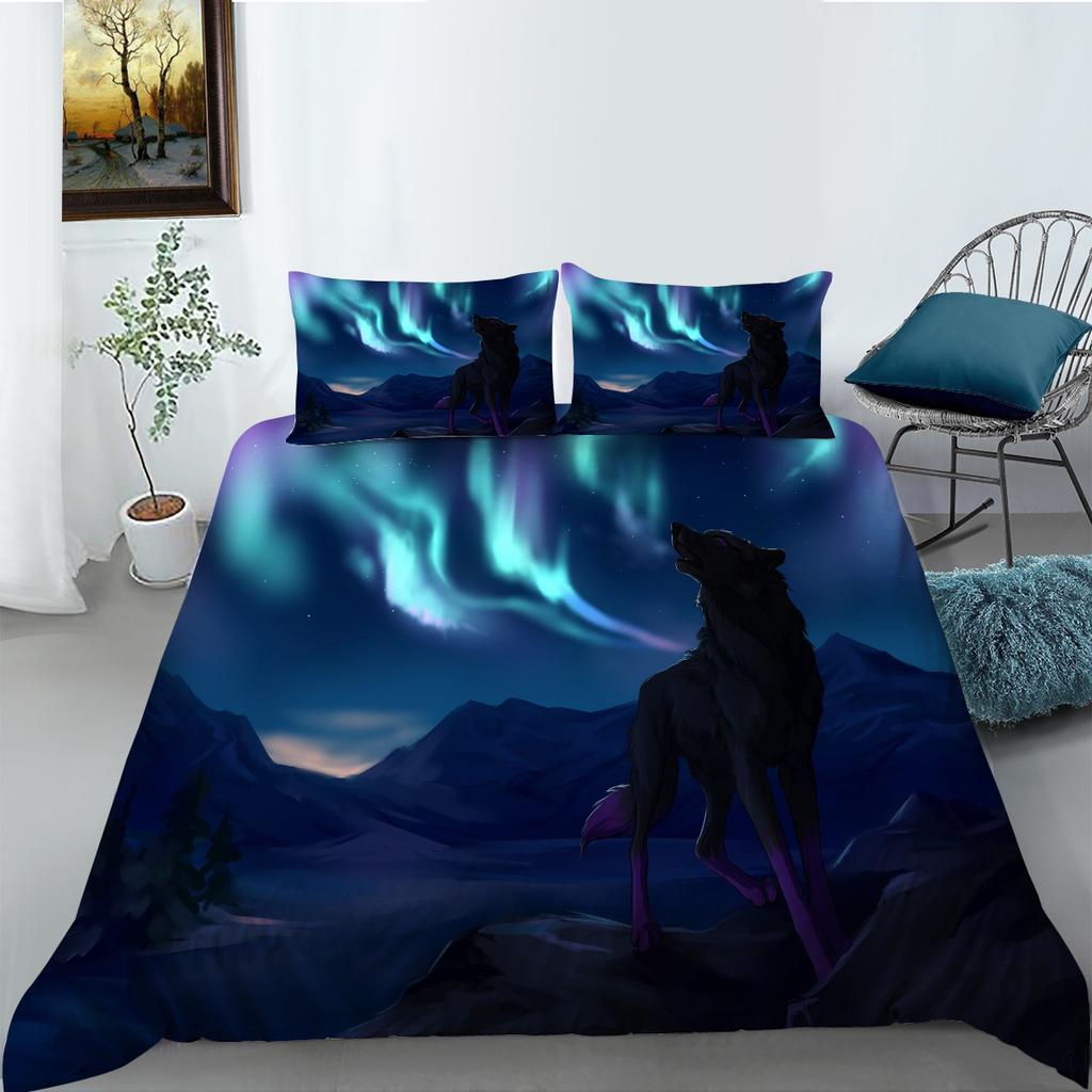 Animal Series Bedding Two Or Three-Piece Set Polyester Wolf 3D Digital Printing