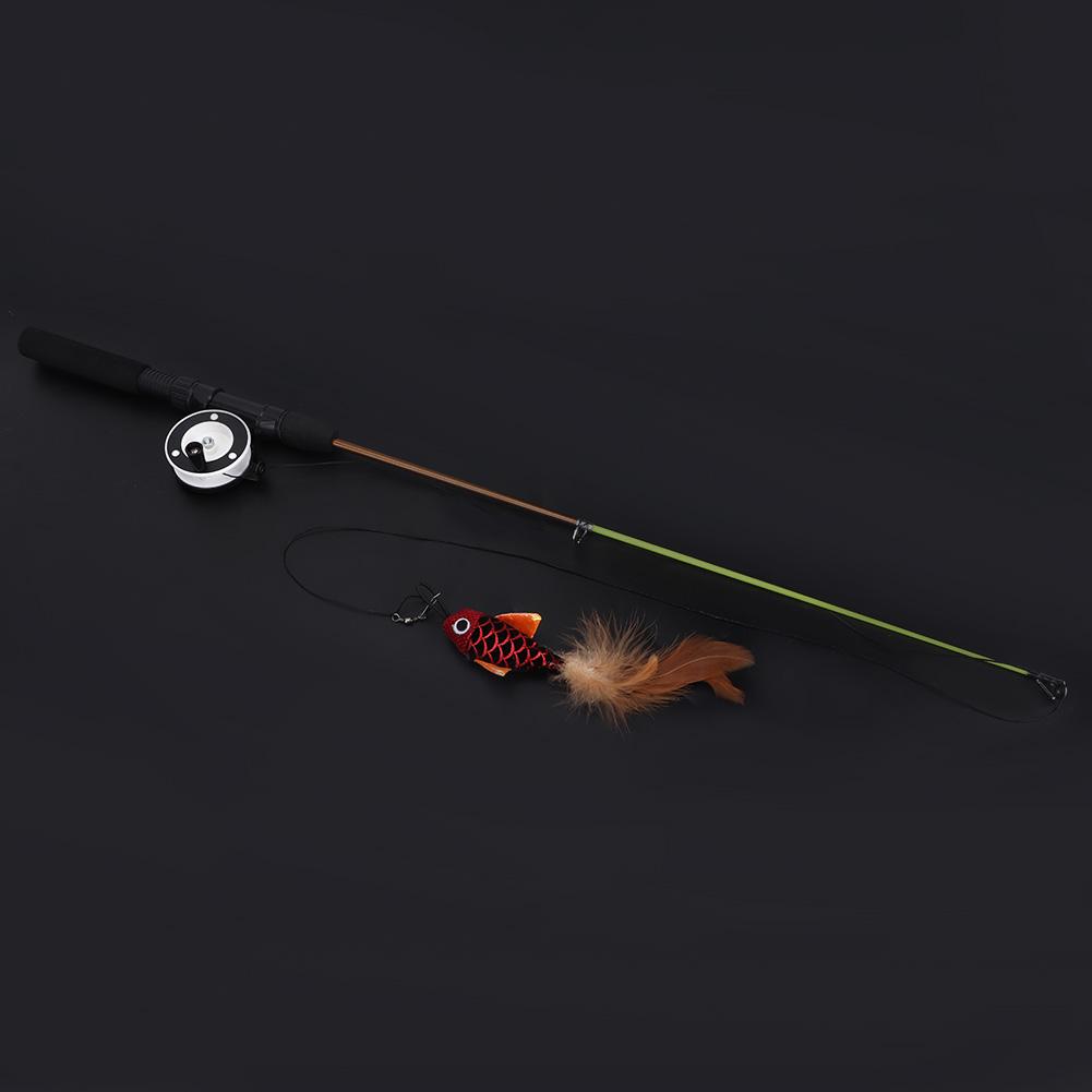 Plastic Simulation Telescopic Pet Cat Funny Teaser Dangler Rod Stick with Catnip Interactive Training Toy