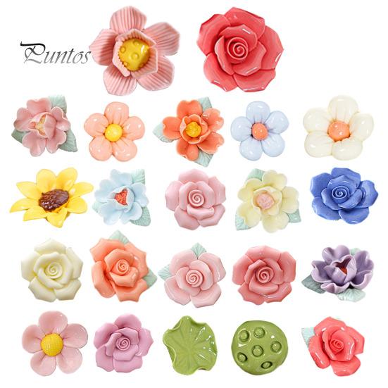 Ceramic Flower with Stem Realistic Handcrafted Artificial Home Colorful Blossom Decoration Office Living Room Vase Fake Simulation Decor