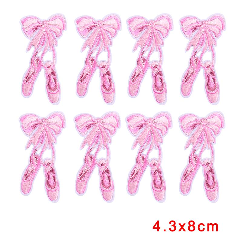10PCS Wholesale Pink Bow Crown Lips Embroidery Patches For Clothing DIY Thermoadhesive Patches On Clothes Iron On Patch Backpack