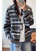 2026 Trendy National Tide Brand Striped Knit Sweater Hoodie for Couples