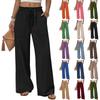 Women High Waist Wide Leg Pants with Drawstring Waist and Pockets Loose Fit Casual Beach Vacation Lounge Trousers
