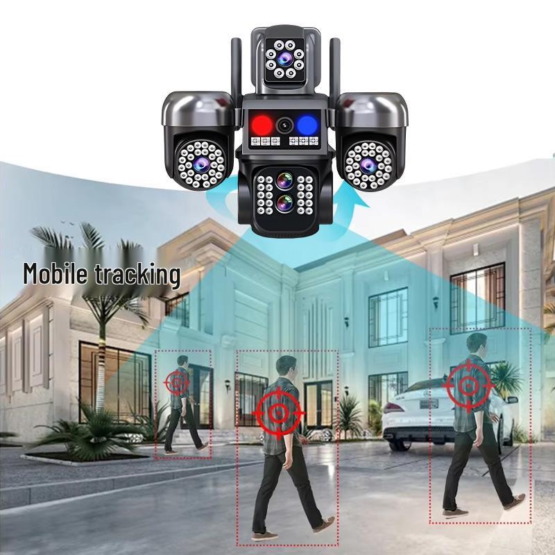 V380 10X Zoom Outdoor PTZ Camera with Multi-Lens, HD Full Color, and Mobile Alarm.