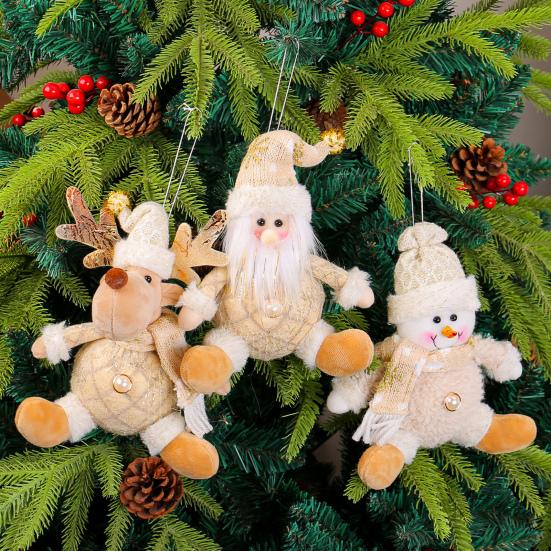 Christmas Tree Doll Decoration with Lanyard Easy to Hang Adorable Snowman Santa Claus Christmas Tree Hanging Ornament