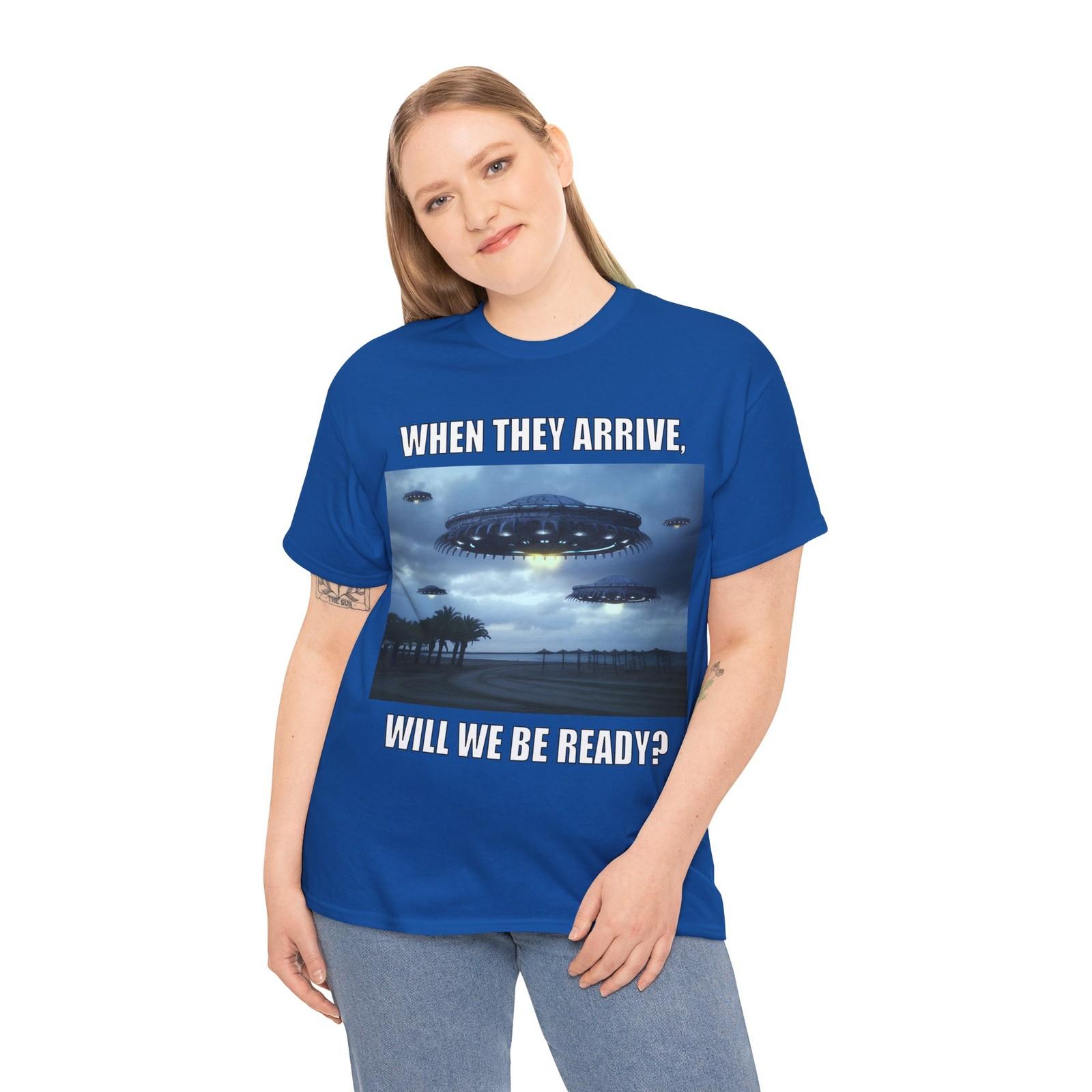 UFO ARRIVAL T-Shirt Mens Womens Tees Top Alien Aliens Space Astronomy Planets UFOs 2XL