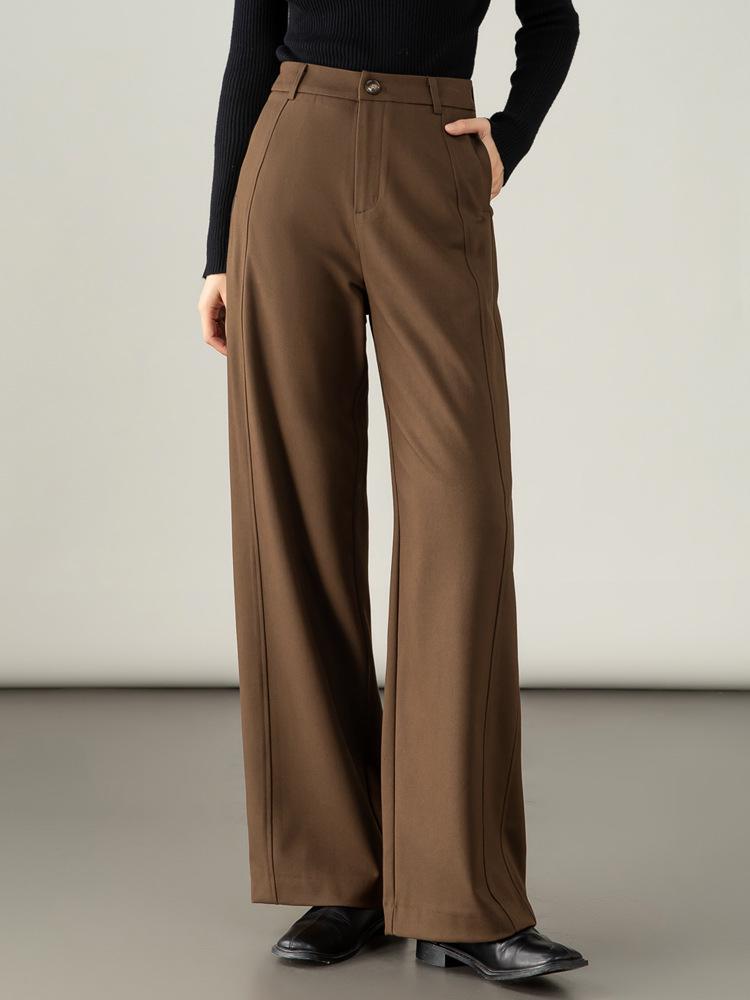 Women's Autumn 2025 High-Waisted Lyocell Wool Pants - Narrow to Wide-Leg, Drapey, Floor-Length Trousers.