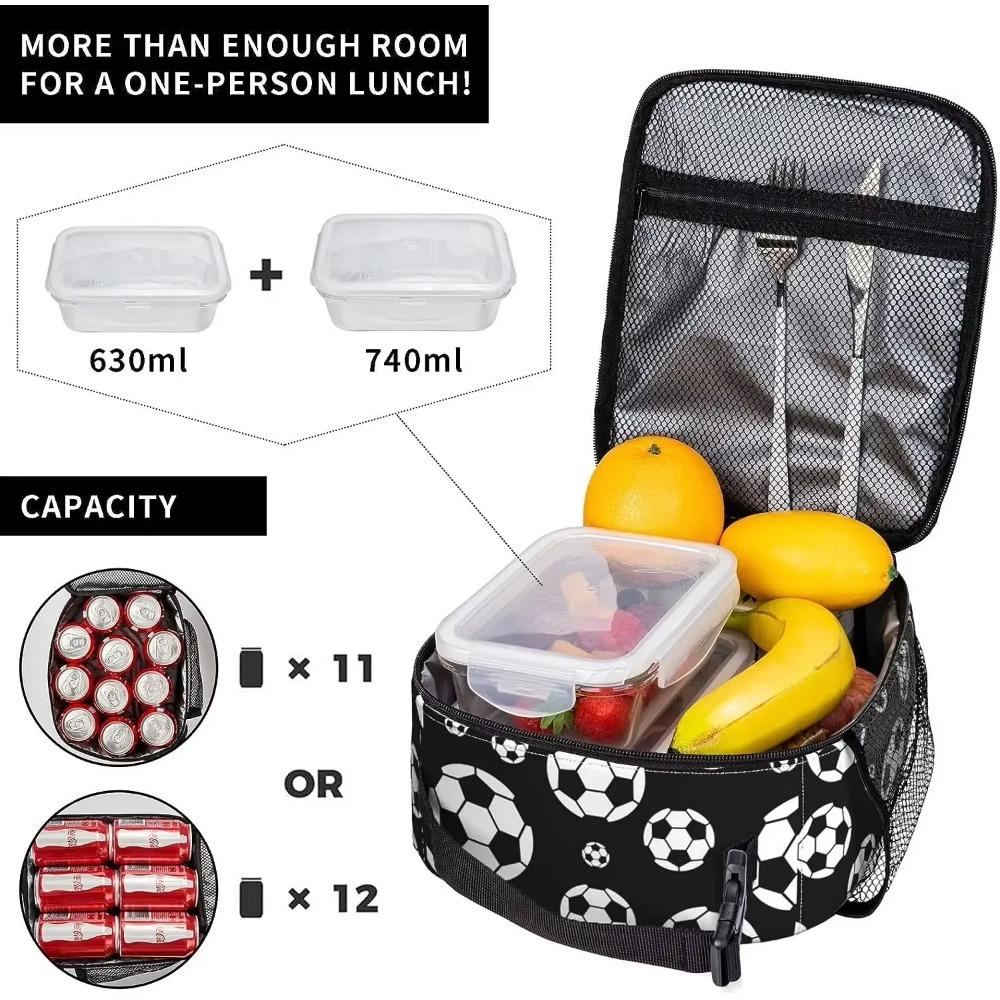 Football Ball Insulated Lunch Bag Unisex Reusable Soccer Ball Lunch Box Sports Theme Cooler Tote Bag for Work Travel Picnic