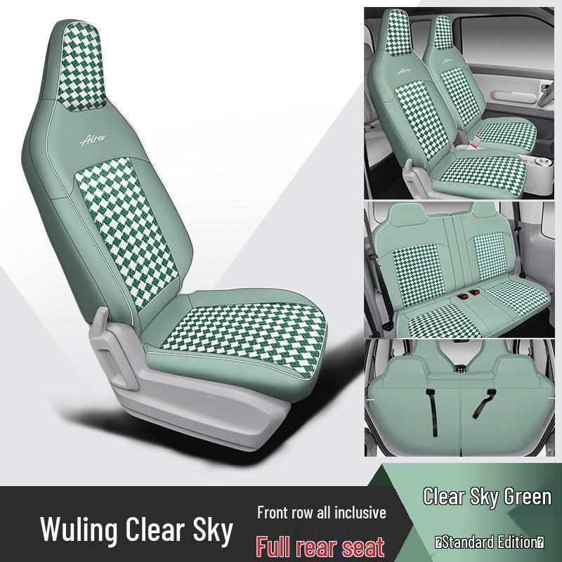 Wuling Sunny Spezielles Autositzkissen: Ganzjahres-, Vollumfassendes Design mit Leder, Faserleinen und Cartoon-Mustern