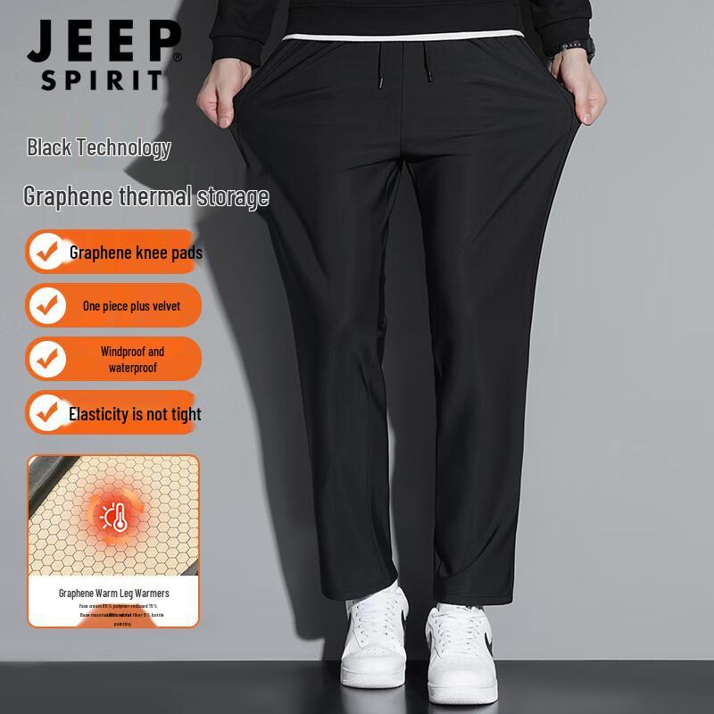 JEEP SPIRIT Men s Winter Graphene Fleece-Lined Straight-Leg Casual Pants 2XL