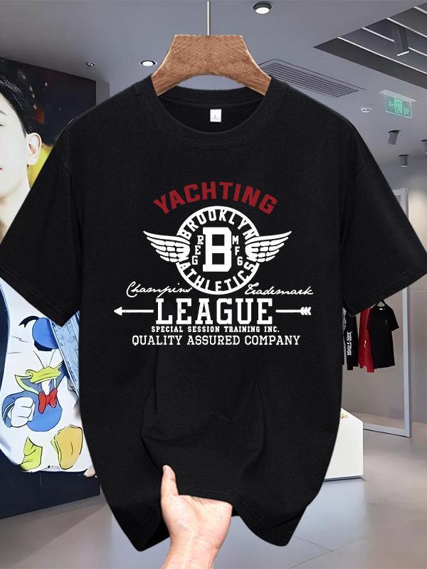 American Highend Trendy Heavyweight Shortsleeved Tshirt Mens Trendy Brand High Street Casual Summer Pure Cotton Shirt - Men s... S