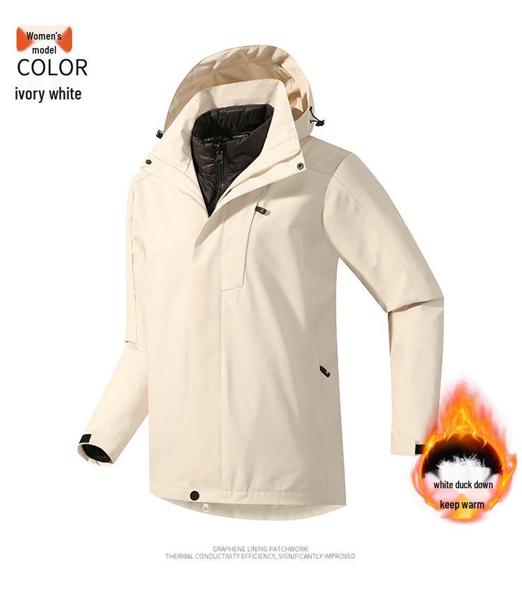 Unisex Waterproof Windproof 2-Piece Outdoor Jacket Set for Camping & Mountaineering