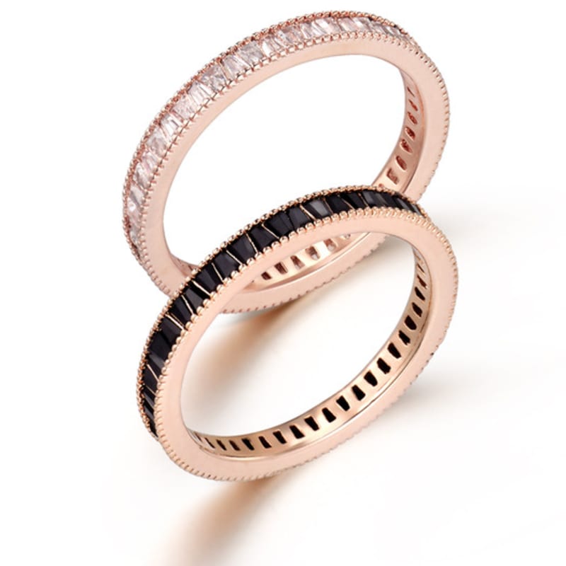 ELLE Jewelry White Black Stone Layered Ring ELBRWR146