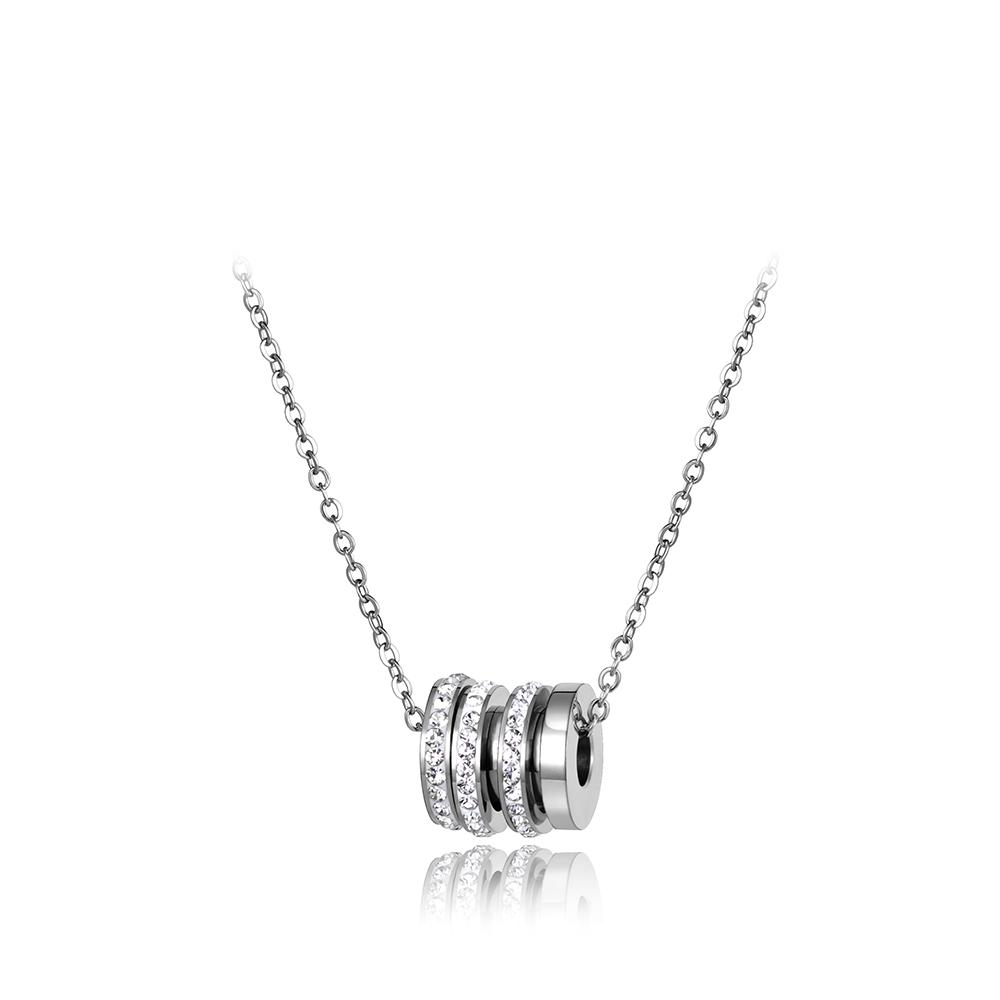 Lokaer Classic Cubic Zirconia Circle Chokers Necklaces Pave Setting Rhinestone Gold Color Stainless Steel Female Jewelry