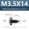 Yigu Black Nickel Hardened Phillips Flat Head Self-Tapping Screws M3-M5, Carbon Steel, Coarse Thread, Pointed Tail