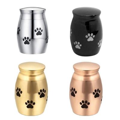 Stainless Steel Pet Cremation Urns Waterproof Puppy Paw Pattern Ash Memorial Container with Lid Dustproof Keepsake Burial Jar