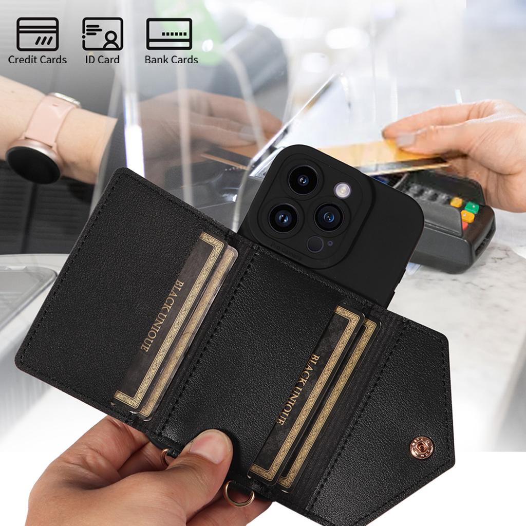 Faux Leather Phone Case for IPhone17 16 15 14 13 12 11 X XS XR 8 7 6 E Pro Max Plus Mini Wallet Protective Cover with Lanyard