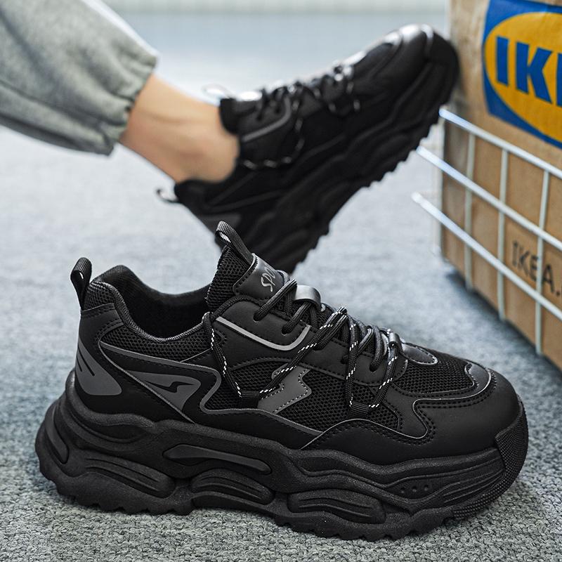 Men's Shoes Fashion Korean Thick Bottom Plate Shoes Outdoor Non-slip Lightweight Comfortable Shock-absorbing Sneakers Casual Breathable Running Shoes