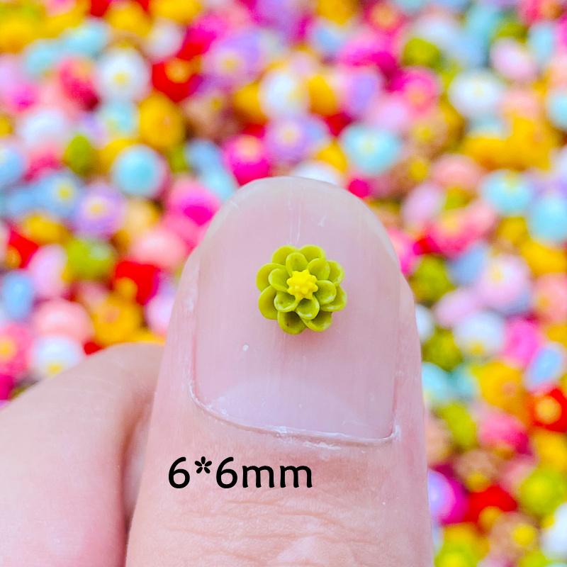 100Pcs New 6Mm Kawaii Cute Mixed Flowers Flat Back Resin Cabochons Scrapbooking Diy Jewelry Craft Decoration Accessorie A41