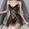 Sexy Lingerie Sexy Lace Mesh Splicing Perspective Dress Deep V Flirting Bed Female Seduction Nightgown Pure Passion