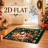 2D Printed Pattern Christmas Holiday Decorative Mat, Santa Claus Snowman Reindeer Gift Wreath Print, Fun Machine-Washable Rug with Dotted Plastic Back