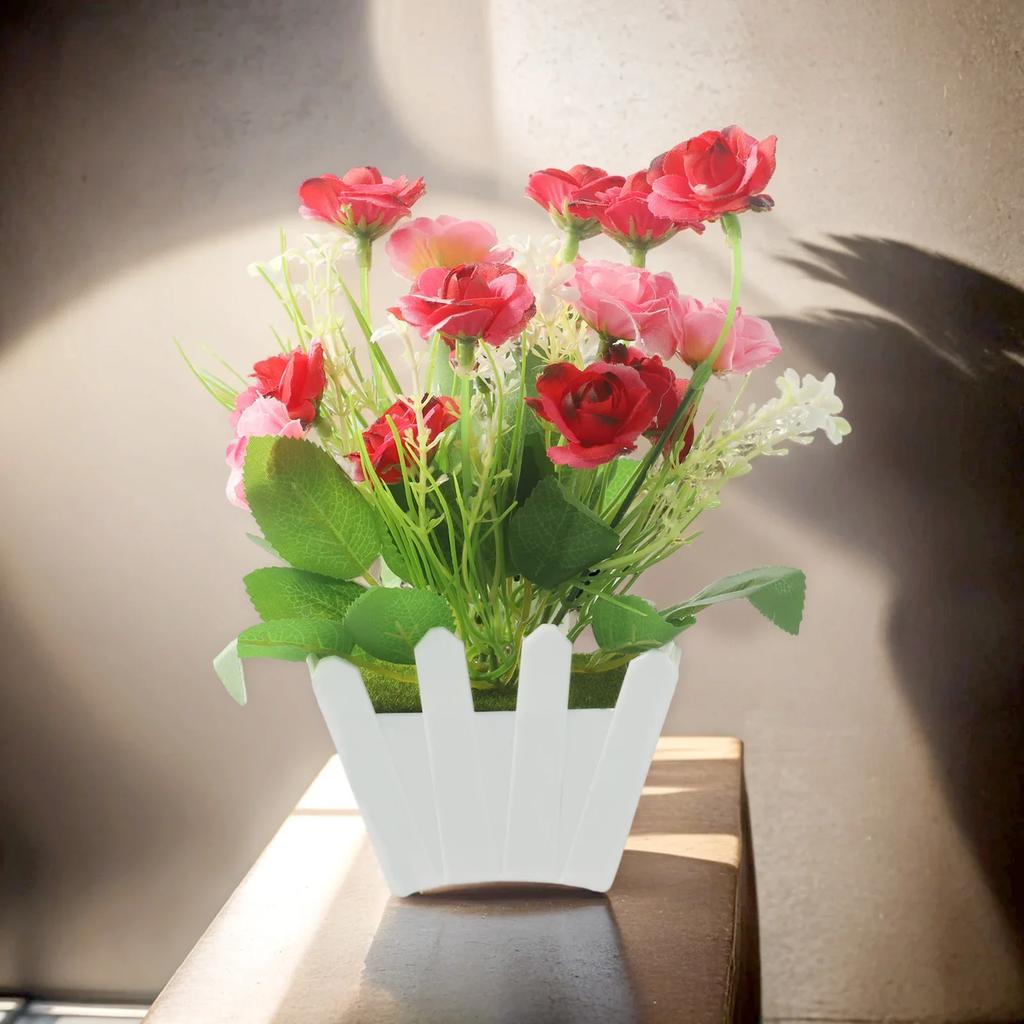 Artificial Flowers Home Decor Simulations Plant Plastic Fake Flowers Potted Home Living Room /Ornaments Rose Fence Flower Sets