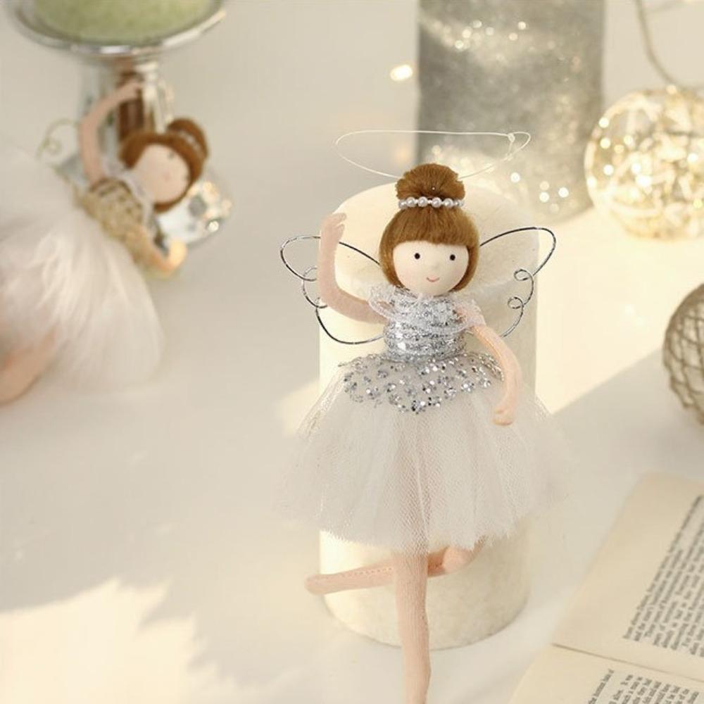 Cute Ballet Girl Doll Christmas Tree Hanging Angel Pendant Lifelike Artificial Christmas Tree Decor Sequins Xmas Hanging Pendant