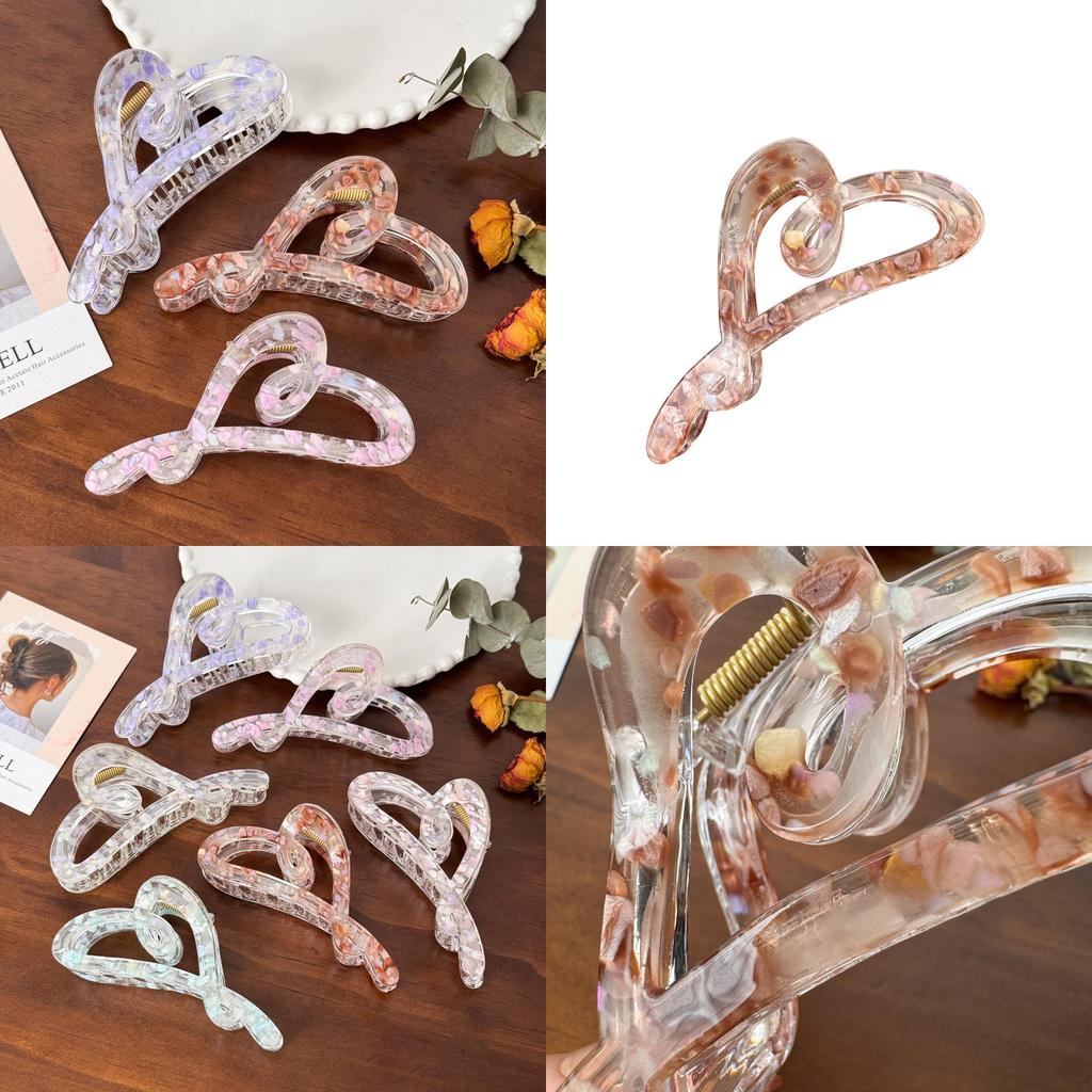 Trendigt hjärtformat hårklämma i blommigt akryl för stilfulla uppsättningar