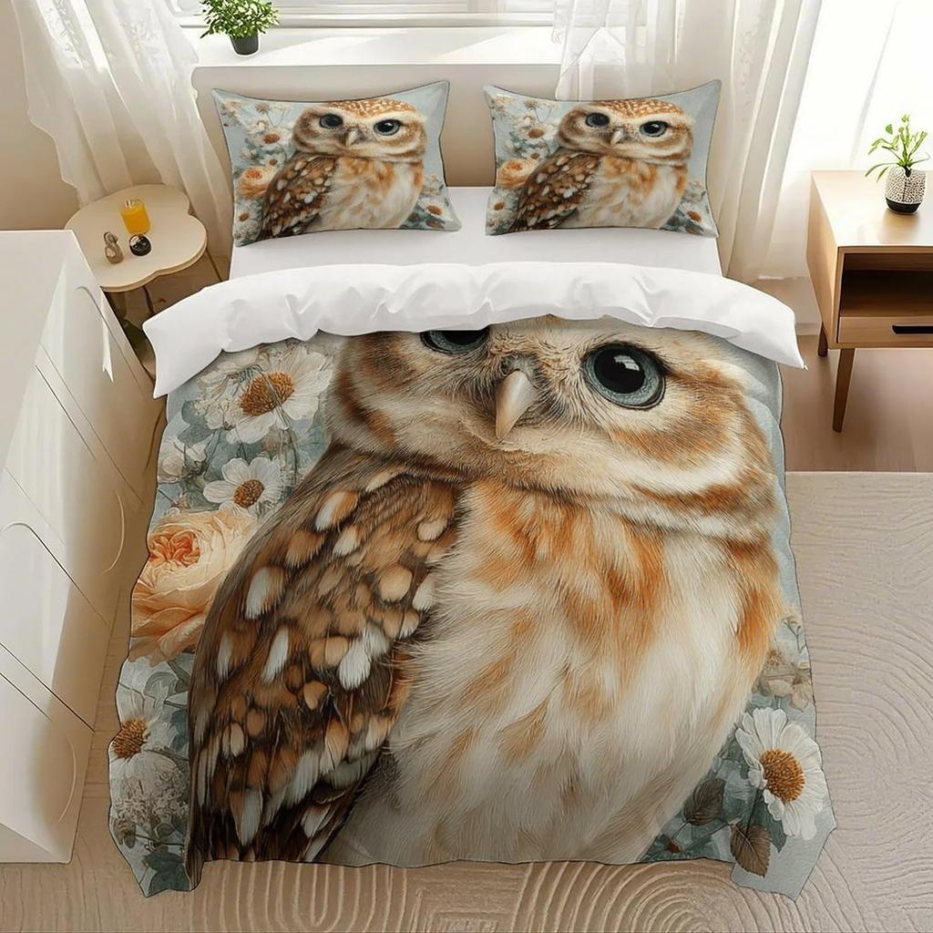 Moon Owl Duvet Cover Set Moon Owl Bedding Set Adult Boy Girl Bedroom Decoration Single Double Large Size Gift