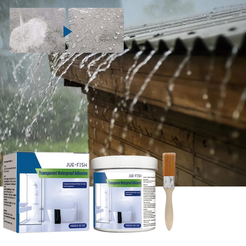 JUE-FISH Transparent Waterproof Adhesive Transparent Waterproof Coating Bathroom Balcony Brick Free Roof Leak Proof Adhesive
