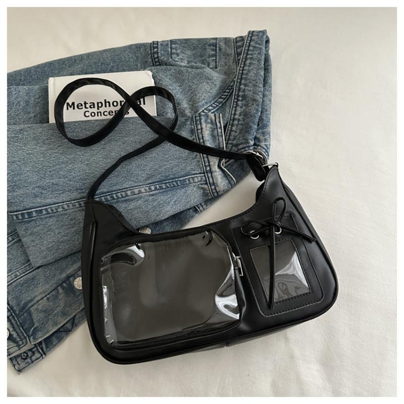 1 Piece Women Korean Transparent Ita Bag Y2K Harajuku Shoulder Bag School Crossbody Bag Female Preppy Handbag Purse