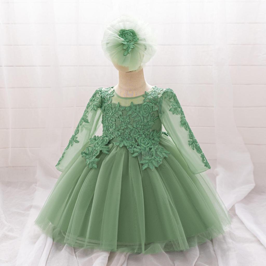 Weißes bauschiges Tüll-Prinzessinnenkleid für Mädchen - Einjähriges Abend- und Bühnenoutfit