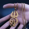 India Tamil Om Sign Pendant Necklace For Women Stainless Steel Gold Color OM Symbol Chain Necklaces Amulet Jewelry N1049S02