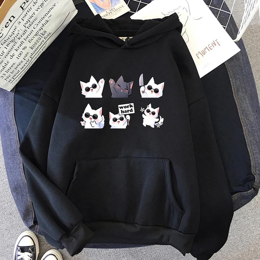 Kawaii cat print men's Harajuku hoodie casual sweatshirt Korean sweatshirt high-quality casual hoodie