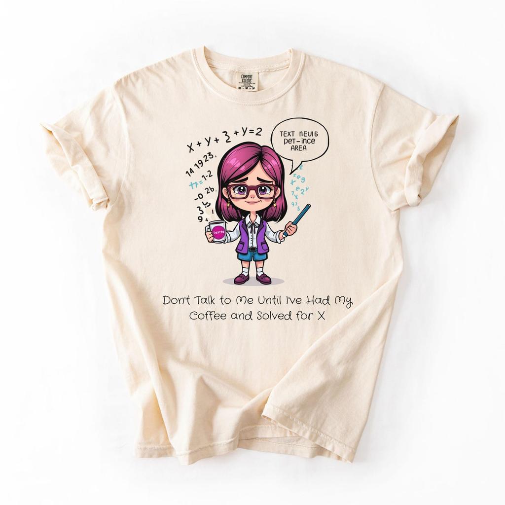 Cute Math Teacher Shirt Funny Math Teacher Coffee Lover Tee STEM Teacher Gift Cartoon Teacher Back To School Shirt