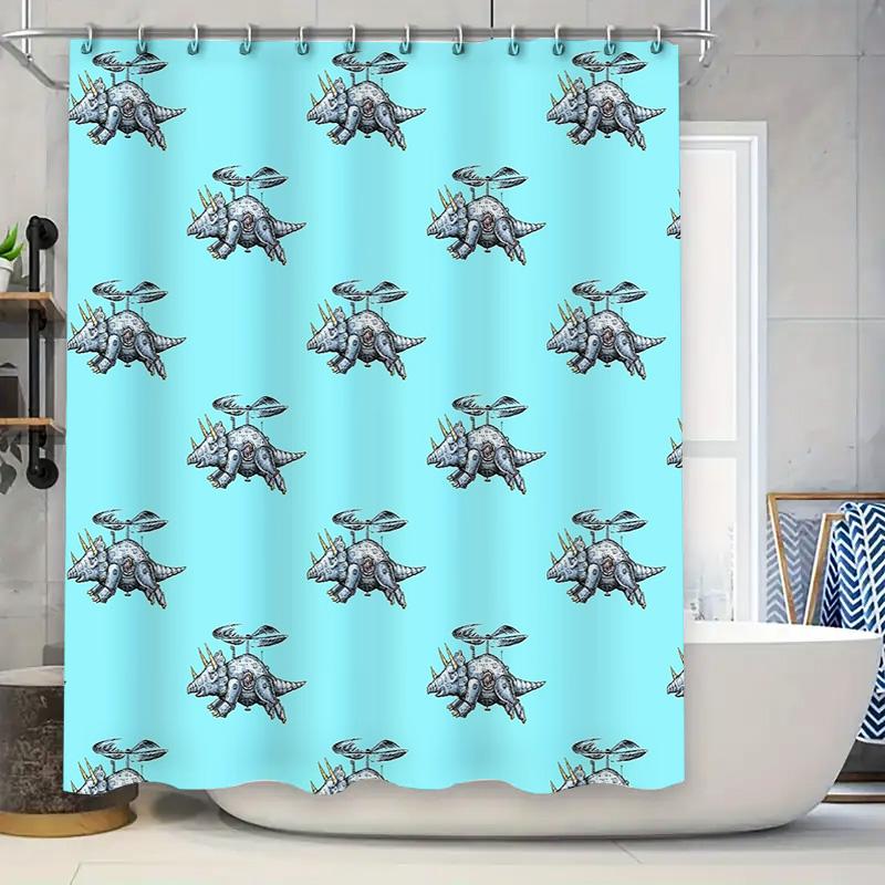 

Bathroom Shower Curtain Vintage Dinosaur Pattern Waterproof Decor Farmhouse Backdrop Washable Fabric W60H190(CM)-1 Pcs