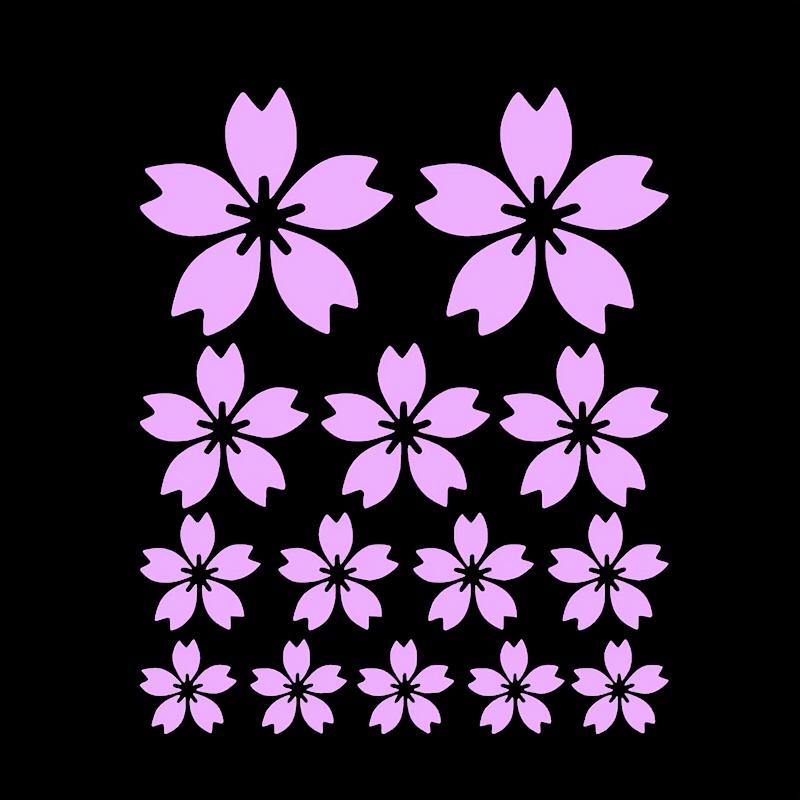 14Pcs 2D Flat Cherry Blossom Stickers, Waterproof Sakura Floral Decals, Universal DIY Decor for Car Motorcycle Helmet