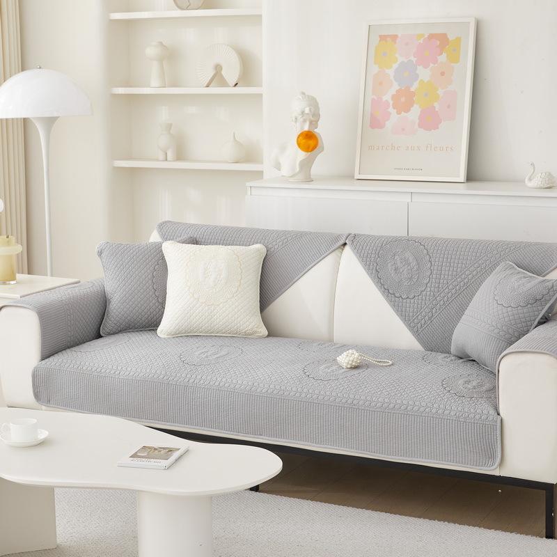 Pure Cotton Sofa Cushion, Universal In All Seasons, Retro French Sofa Cover, Non-Slip Full Cover, Sofa Towel, Cream Wind Seat Cushion.