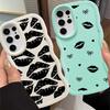 Case for Samsung Galaxy A25 S22 Ultra S21 S20 FE A26 S23 Plus S24 S25 Soft Phone Cover A34 A55 A24 A35 A36 A54 Lips Kiss Print