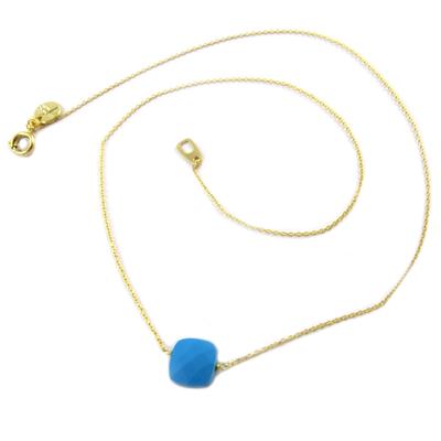 [Q1422] - Handmade 'Boho' Turquoise Gold Necklace - 14x14 Mm