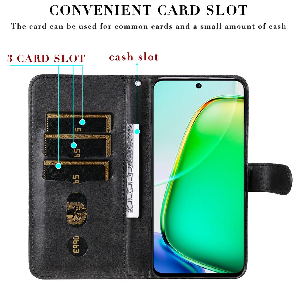 For Vivo Y28 4G/iQOO Z9x 5G Case PU Leather Stand Phone Cover with Zipper Pocket