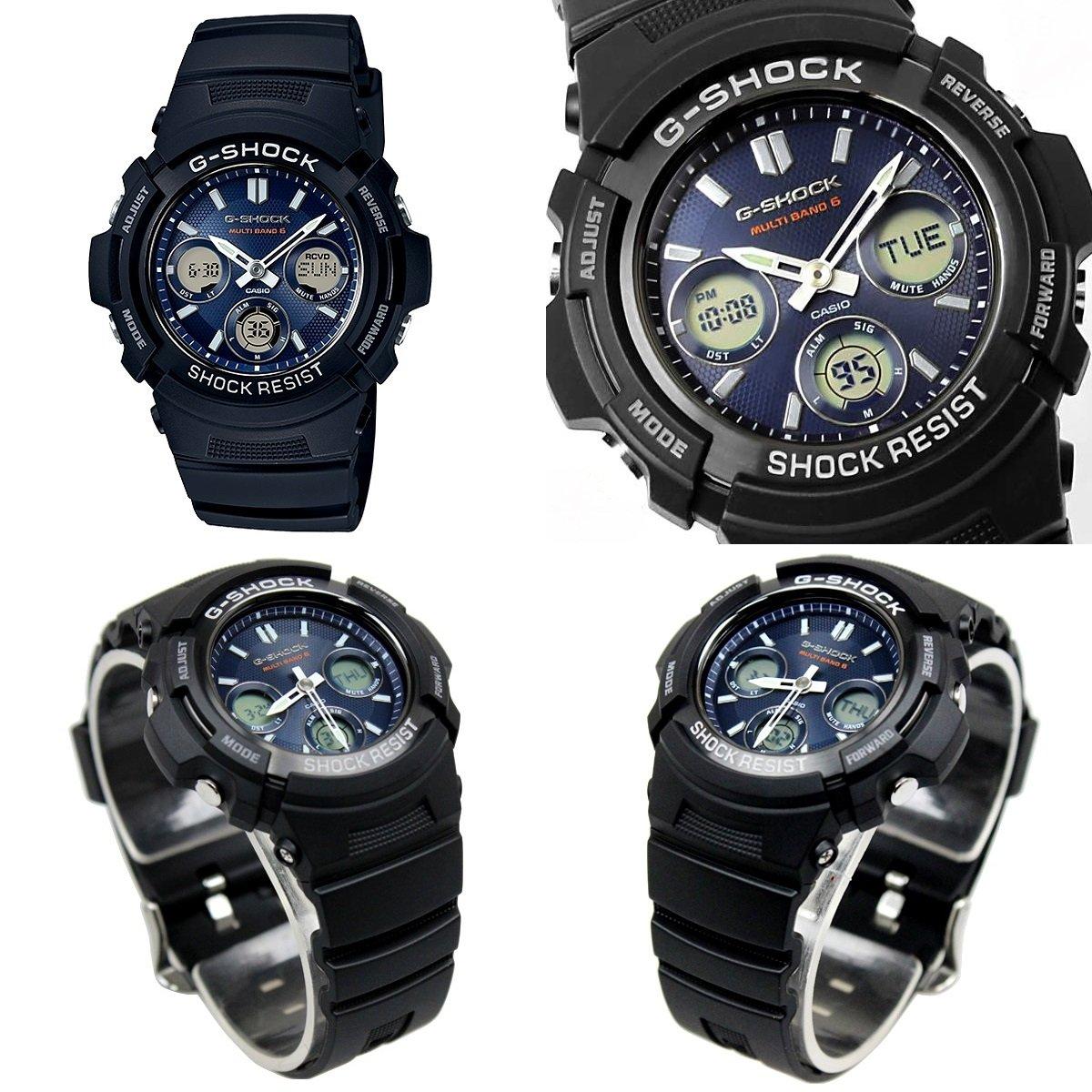 G-SHOCK 200м Водонепроницаемость Радиоуправляемые Солнечные Аналогово-Цифровые Часы (AWG-M100MR-4 AWG-M100SB-2A AWG-M100S-7A) (АВГ-M100SB-2A (Черный флот))