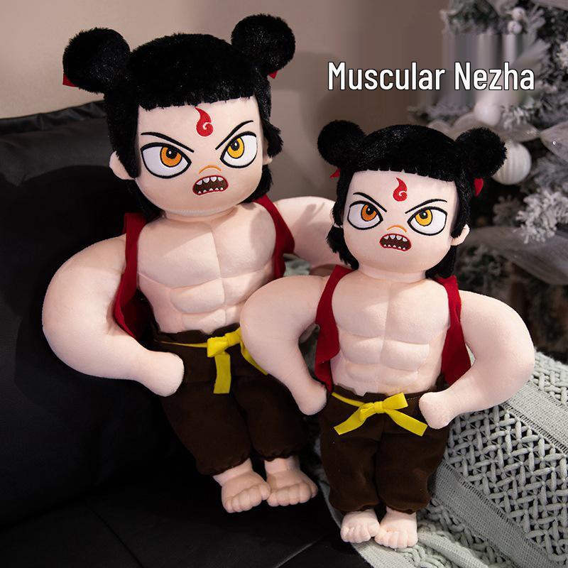

Nezha Muscle Prince Plush Doll - Popular Demon Child Figurine 55cm